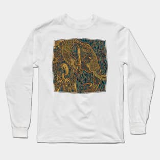 Zentangle Elephant Gold Long Sleeve T-Shirt